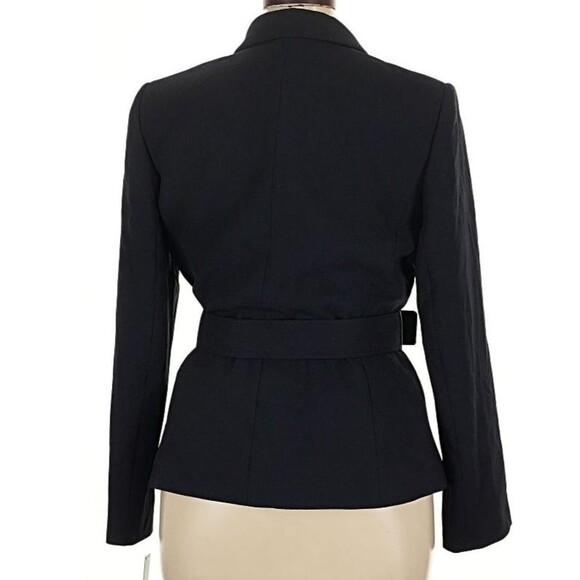 DESIGNER TAHARI ASL NAVY BLUE BELTED LONG SLEEVE BLAZER SIZE 14.R - Picture 4 of 16